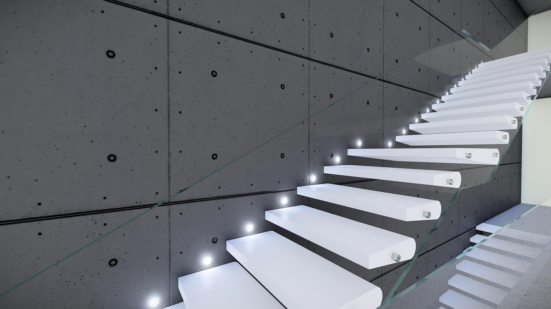 מדרגות בטון צפות - דגם באטנסטון